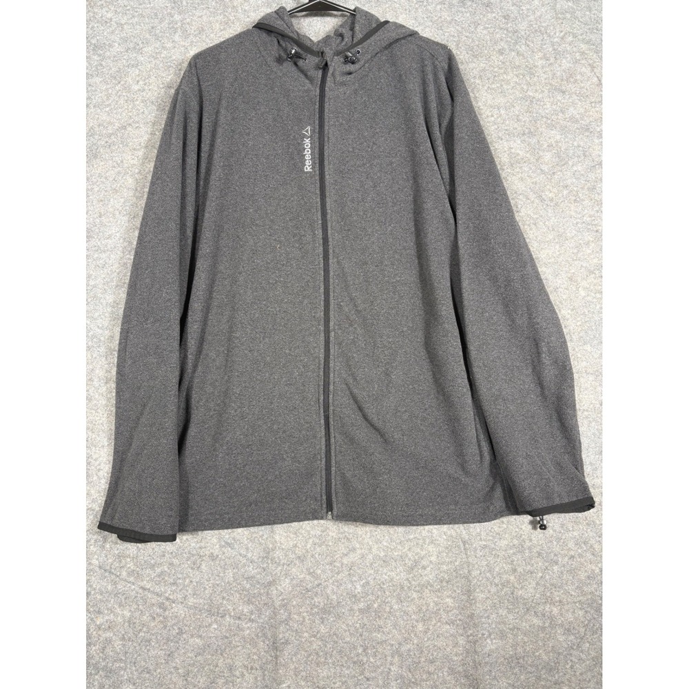 Reebok Womens Gray Fleece Hoodie Full Zip Athletic‎ Jacket 2XL